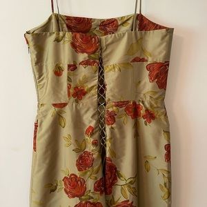 Olive Satin Cocktail Dress